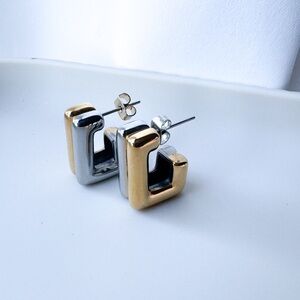Gold and Silver Geometric Earrings